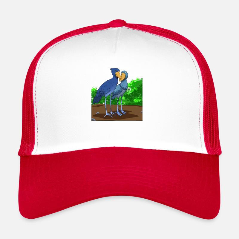 Schuhschnabel Vogel Ornithologe Wald I Geschenk - Trucker Cap - Weiß/Rot