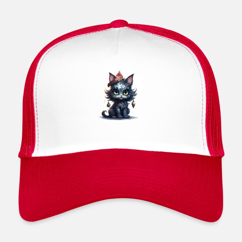 Chaton de Noël - Casquette trucker  - blanc/rouge