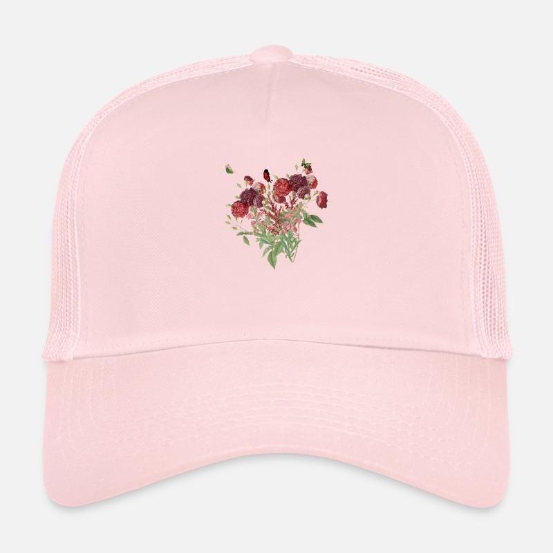 Vintage roter Blumenstrauß Trucker Cap