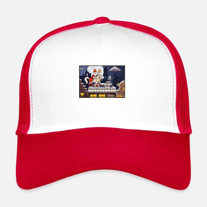 Saint-Nicolas le 5 décembre - Casquette trucker  - blanc/rouge