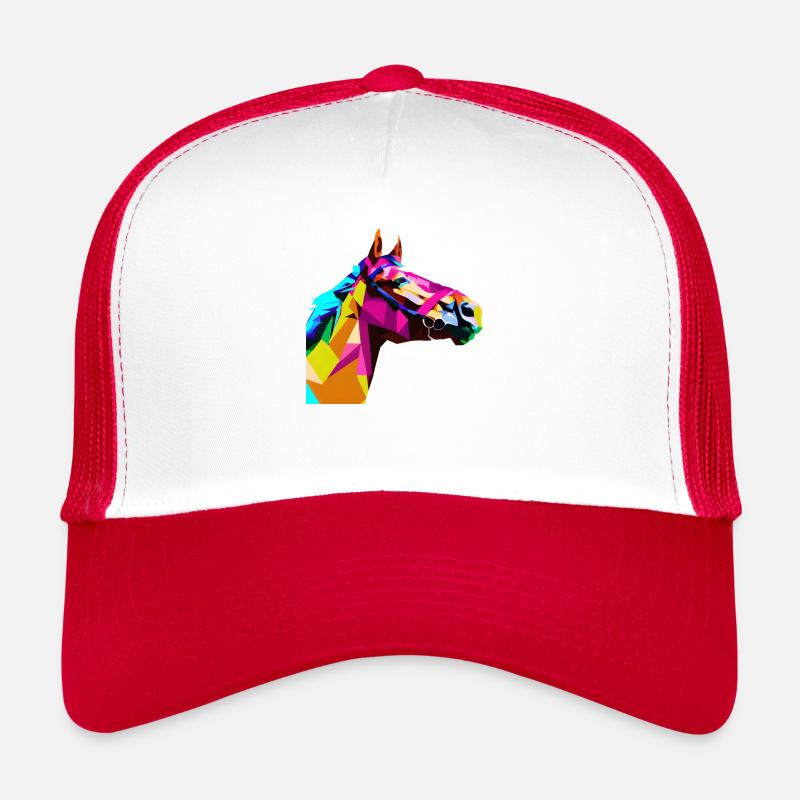 Coloré Pop Art chevaux Portrait équitation polygone Casquette trucker 