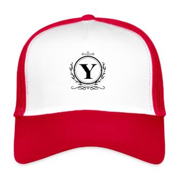 lettre y décoration - Casquette trucker  - blanc/rouge - Devant
