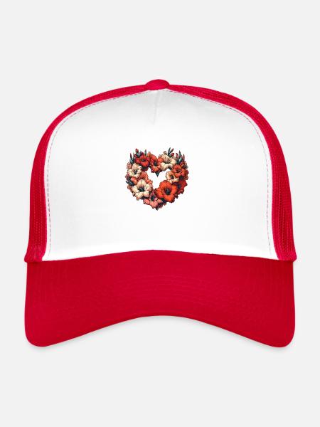 Fleurs de glaïeul - Casquette trucker  - blanc/rouge - Devant