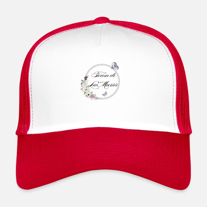 Team der Braut Schmetterling - Junggesellinnenabschied Geschenkidee - Trucker Cap - Weiß/Rot