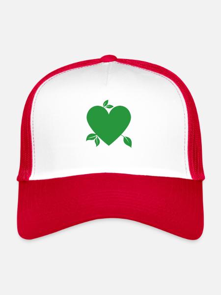 Green heart, we must love nature - Trucker Cap - white/red - Front