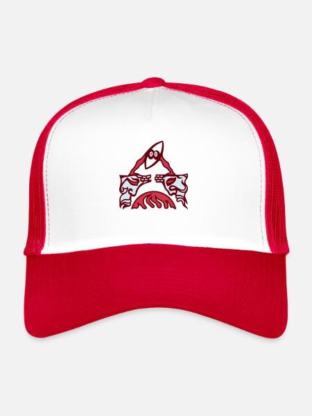 The dispute. Conflict on an old bridge. - Trucker Cap - white/red - Front