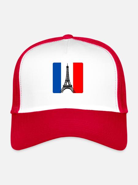 Tour Eiffel Paris France drapeau français - Casquette trucker  - blanc/rouge - Devant