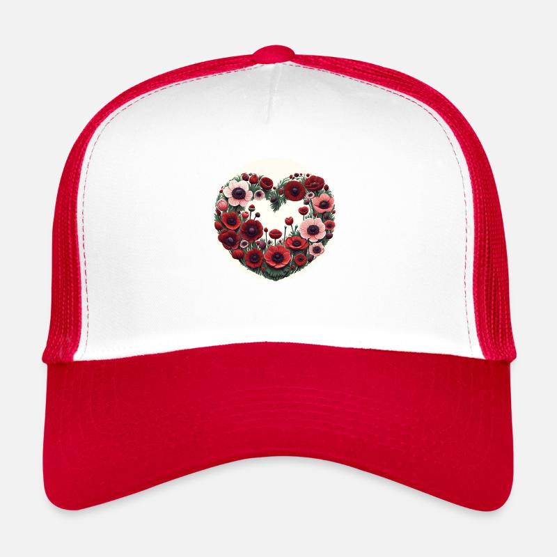 Anemonenblüten - Trucker Cap - Weiß/Rot