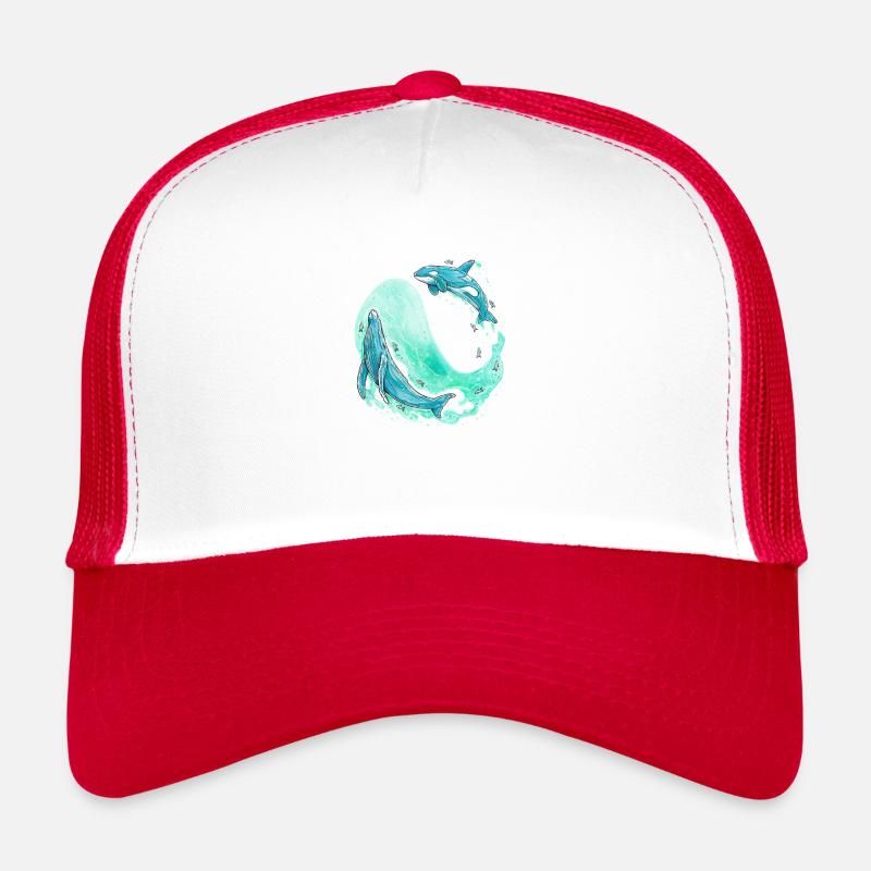 Whale Wave - Trucker Cap - white/red