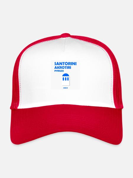 Santorini Greece - Trucker Cap - white/red - Front