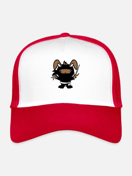 Bunny Ninja Star Fighter Japanese Assassin - Trucker Cap - white/red - Front