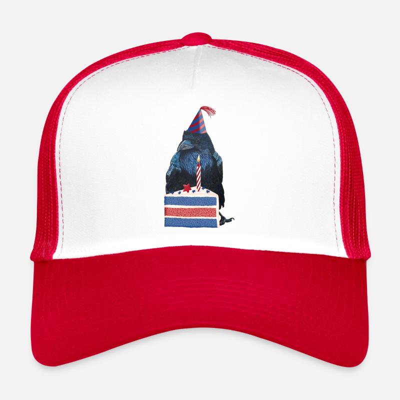 Geburtstags Party Rabe Krähe - Trucker Cap - Weiß/Rot
