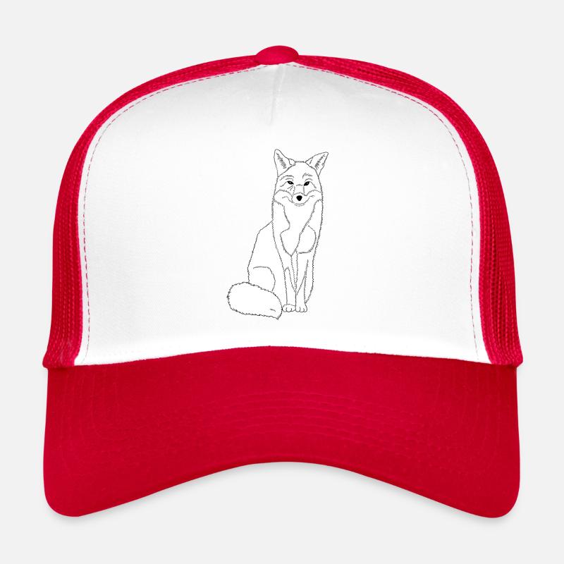 happy fox in black and white Trucker Cap