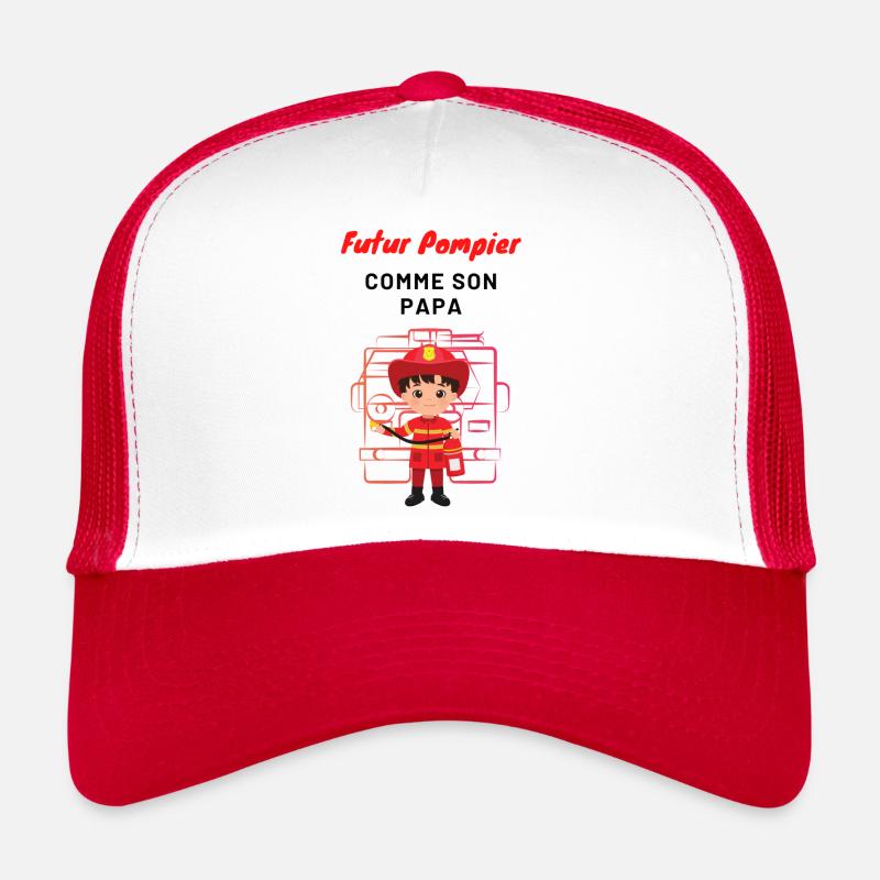 Futur Pompier COMME SON PAPA - Casquette trucker - blanc/rouge
