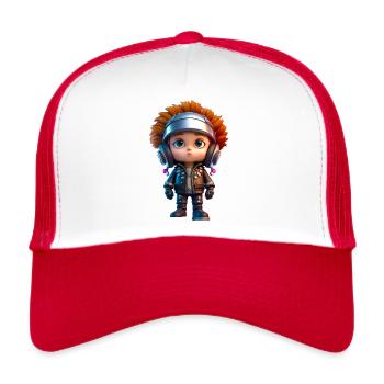 Petit motard - Casquette trucker  - blanc/rouge - Devant