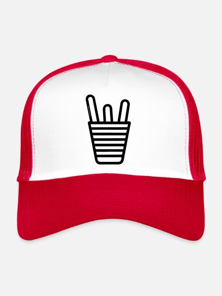 cornet de frites - Casquette trucker  - blanc/rouge - Devant