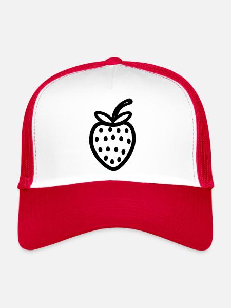 fraise - Casquette trucker  - blanc/rouge - Devant