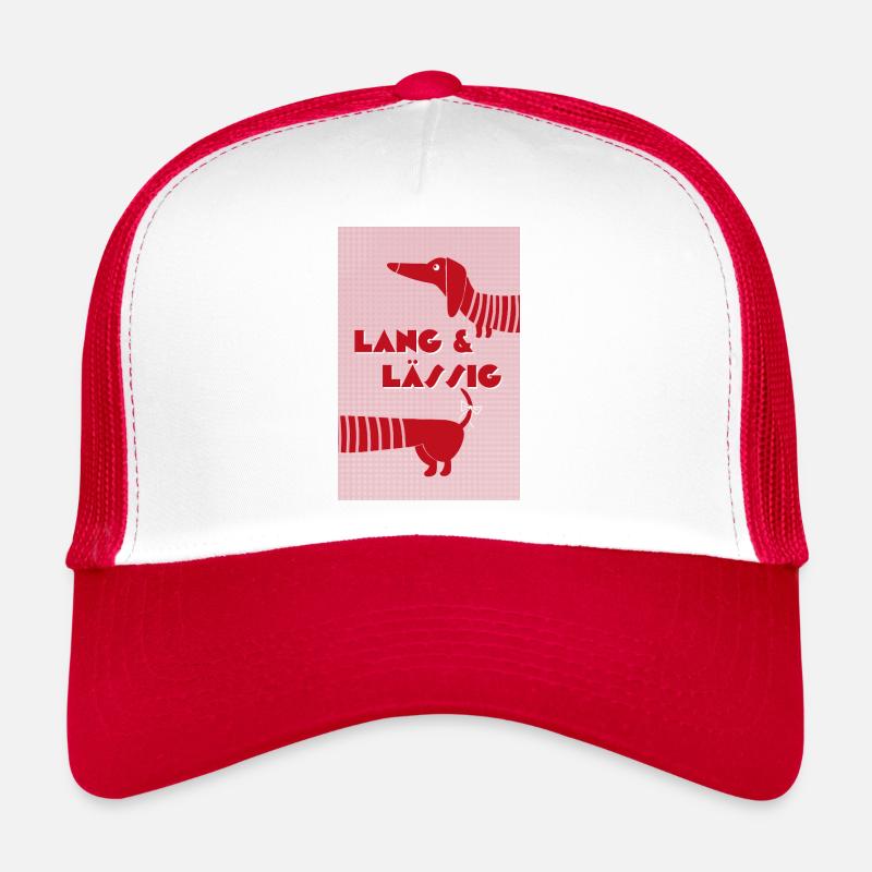 Dackel lang & lässig rot-rosa, Retro-Style Trucker Cap
