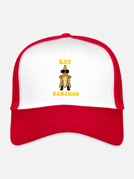 Manger des bananes – un thème amusant - Casquette trucker  - blanc/rouge