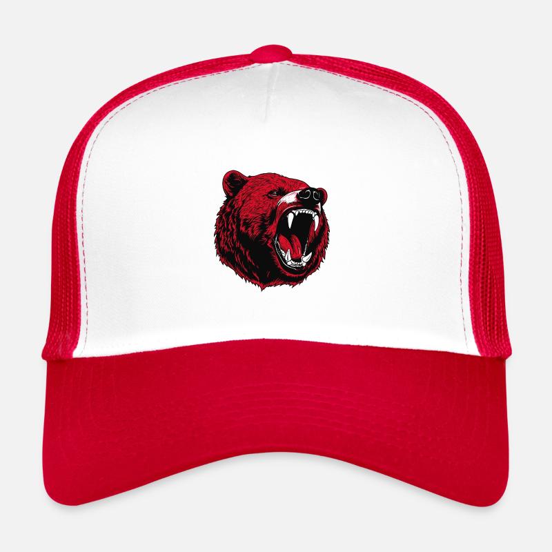 L’ours sauvage - Casquette trucker  - blanc/rouge
