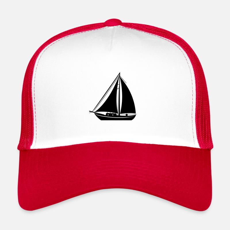 Bateau a voile - Casquette trucker  - blanc/rouge