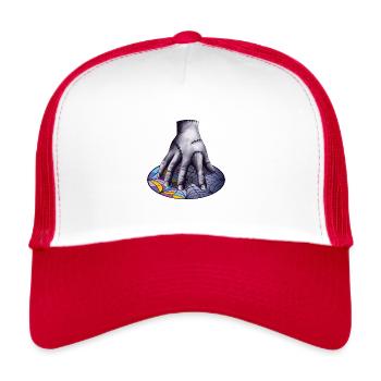 Zombie Hand auf Ophelia Hall Fenster - Trucker Cap - Weiß/Rot - Vorne