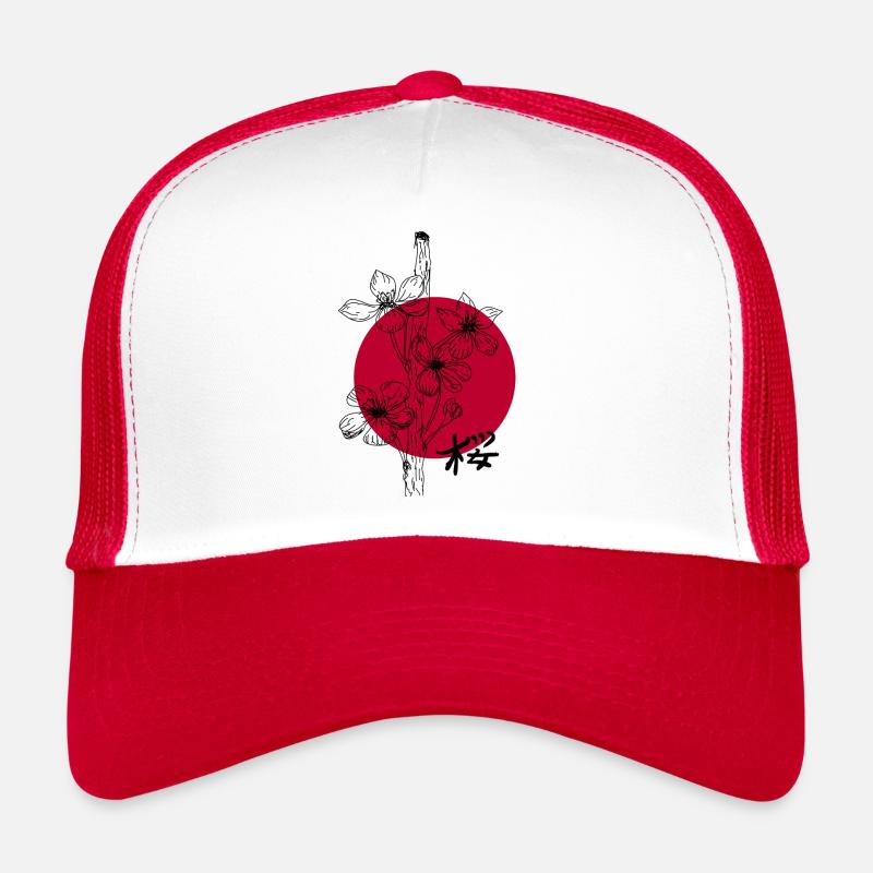 Japan - Kirschblüte - Trucker Cap - Weiß/Rot