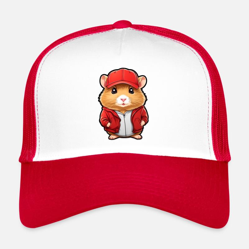 Süßer Goldhamster mit Jacke und Kappe Trucker Cap