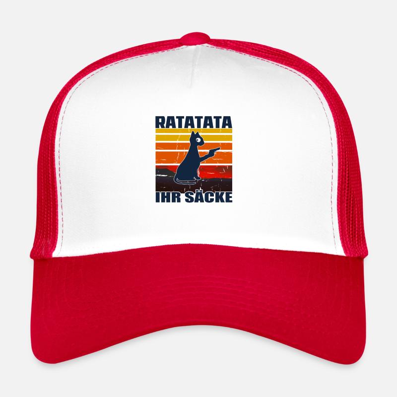 Ratatata Ihr Säcke - Vintage Crazy Cat Retro Tee Trucker Cap