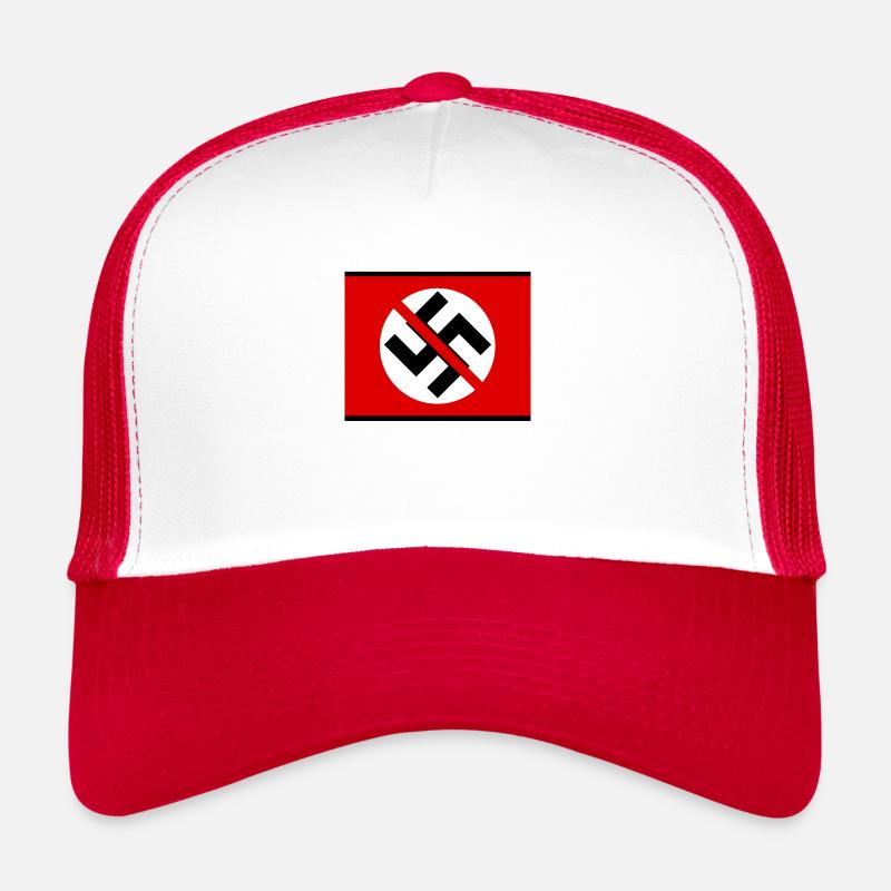 No Swastika Symbol - Trucker Cap - white/red