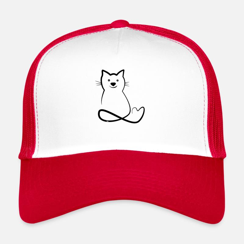 Katze/Cat Love Bo-Grafik - Trucker Cap - Weiß/Rot