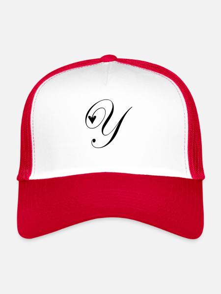 Monogramme Y Cœur Vigne - Casquette trucker  - blanc/rouge - Devant
