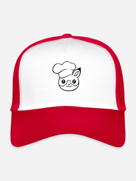 Fox Chapeau de chef Chef Cuisine Restaurant Cuisine - Casquette trucker  - blanc/rouge - Devant