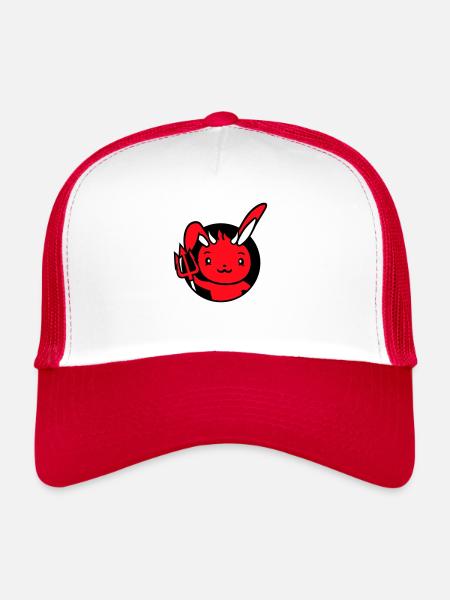 Bunny Devil Démon Mal Satan Enfer Trident Costume - Casquette trucker  - blanc/rouge - Devant