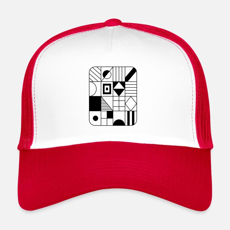 Abstract graphic pattern in raster / pattern - Trucker Cap - white/red