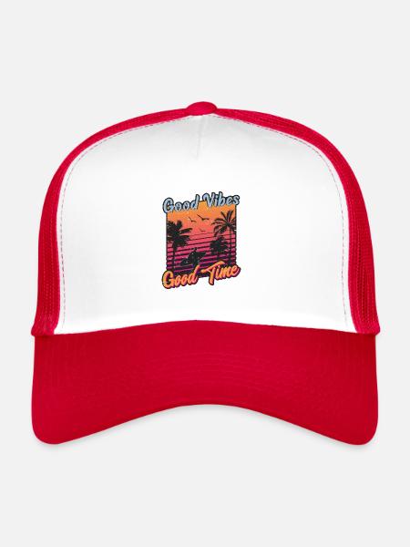 Good Vibes Good Times Summer - Trucker Cap - Weiß/Rot - Vorne