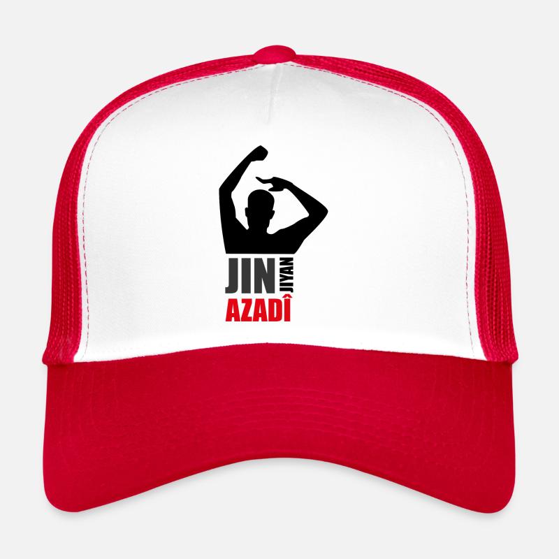 Jin Jiyan Azadi - Trucker Cap - Weiß/Rot