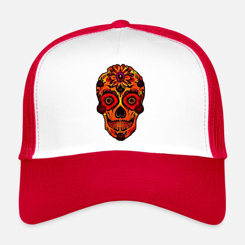 Skull on Fire Trucker Cap