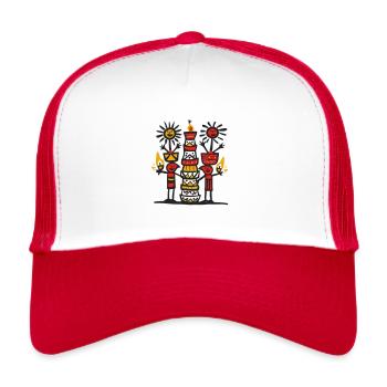 Colorful Tribal Art Design - Trucker Cap - white/red - Front