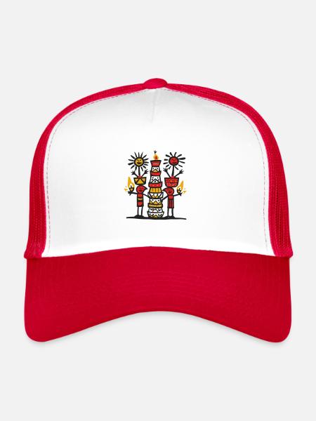 Colorful Tribal Art Design - Trucker Cap - white/red - Front