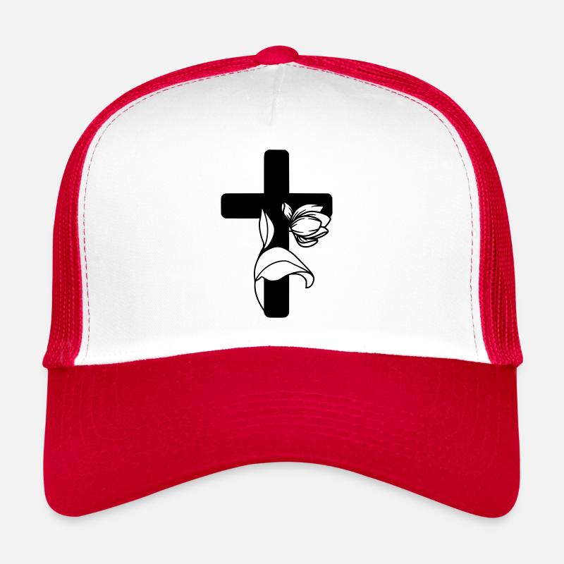 Schönes Kreuz mit Blume Trucker Cap