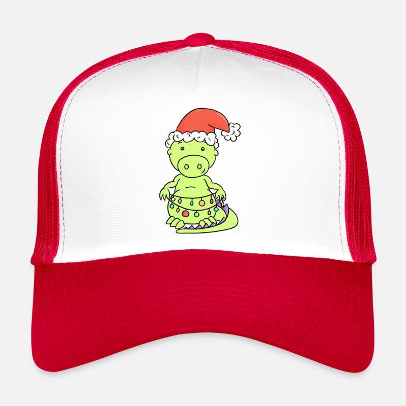 Süßer Weihnachtsdrache mit Lichterkette Trucker Cap