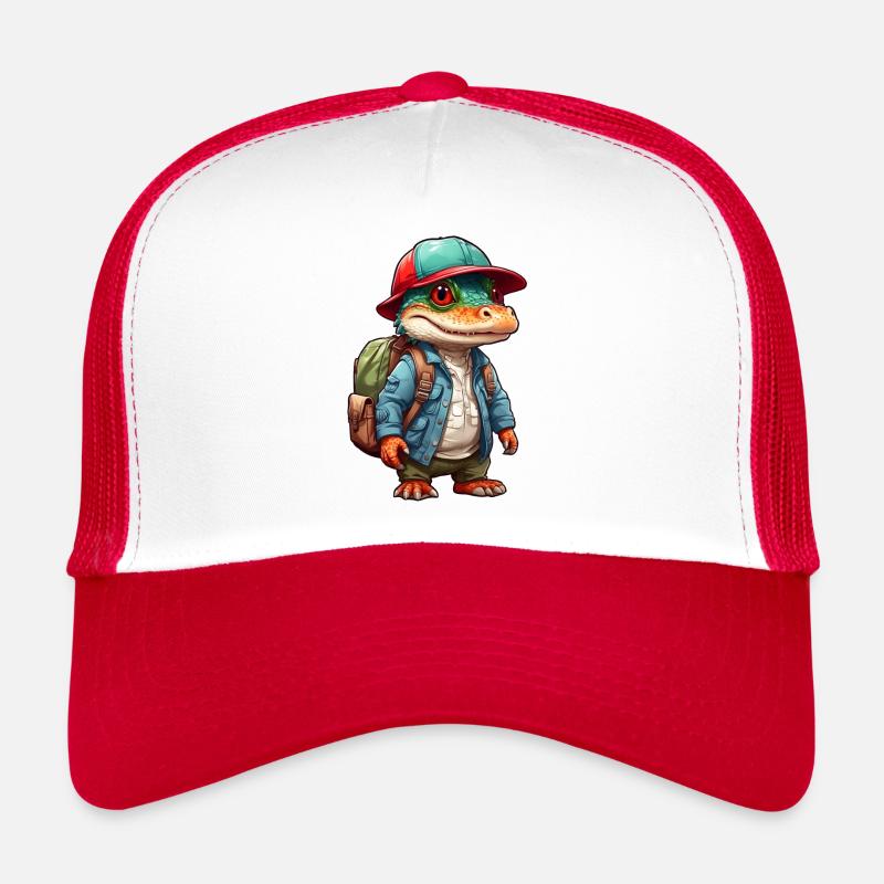 Crocodile mignon en look extérieur avec sac à dos Casquette trucker 