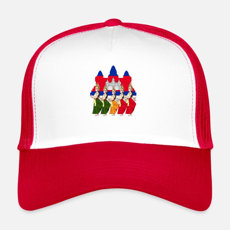 Cambodge Tradition Danse Khmer Apsara I Cadeau - Casquette trucker  - blanc/rouge