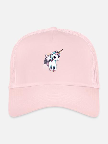 Licorne Unicorn Kawaii - Casquette trucker  - rose pâle - Devant