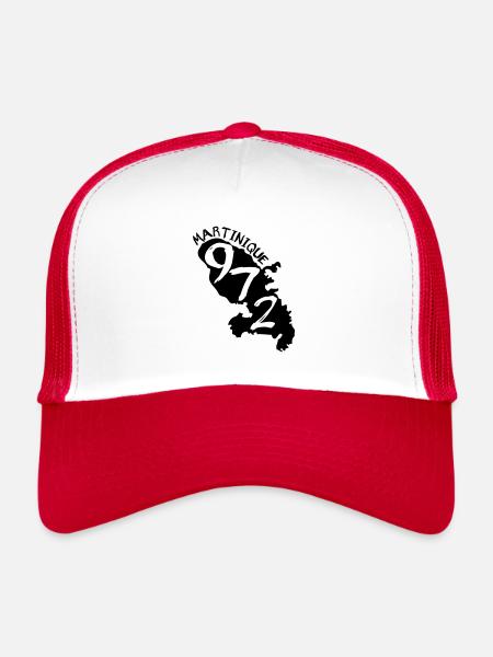 Martinique 972 (1 couleur modifiable) - Casquette trucker  - blanc/rouge - Devant
