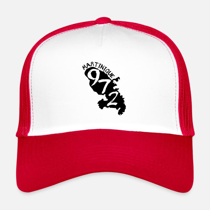 Martinique 972 (1 couleur modifiable) - Casquette trucker  - blanc/rouge
