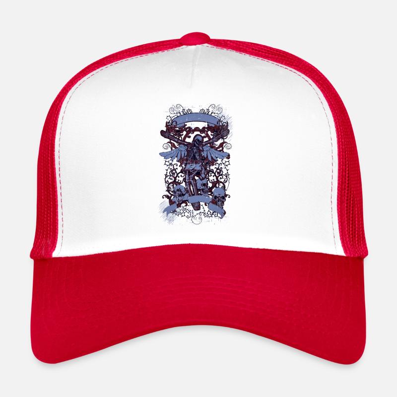 A Beautiful and Uncanny Crucified Skeleton Trucker Cap