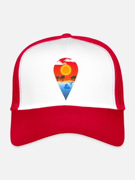 Paradise Icon (Beach, Sea) - Trucker Cap - white/red - Front