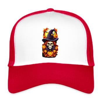 Halloween Horror Skull - Casquette trucker  - blanc/rouge - Devant